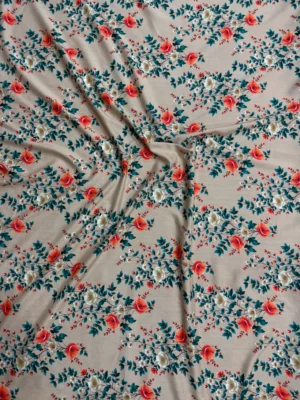 Light Cream Floral Linen Boski
