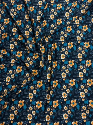 Retro Black Floral Linen Boski