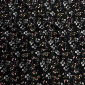 Black Floral Linen Boski