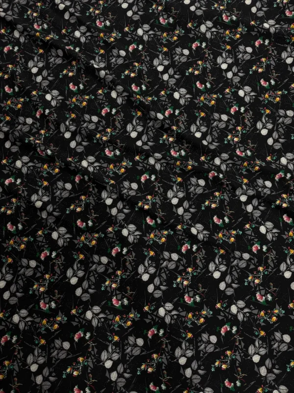 Black Floral Linen Boski