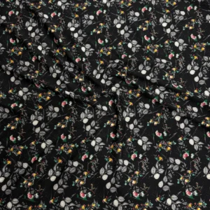 Black Floral Linen Boski