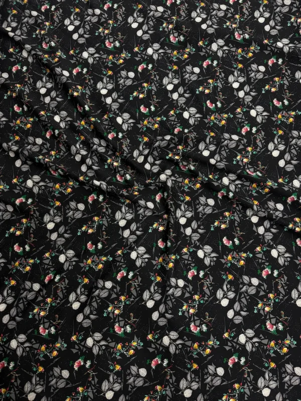 Black Floral Linen Boski