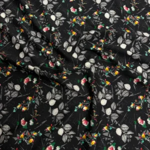 Black Floral Linen Boski
