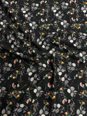 Black Floral Linen Boski