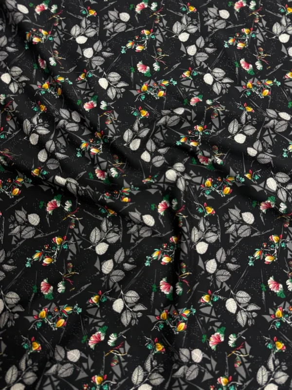 Black Floral Linen Boski