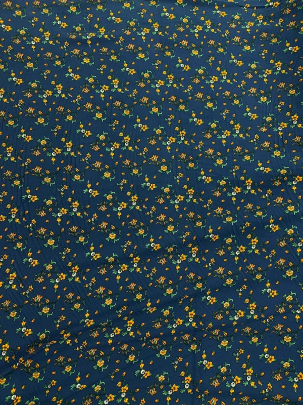 Navy Blue Floral Linen Boski