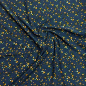 Navy Blue Floral Linen Boski