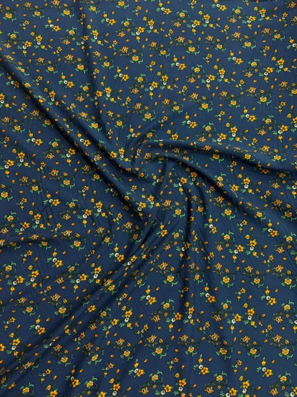 Navy Blue Floral Linen Boski