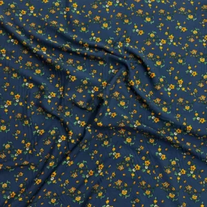 Navy Blue Floral Linen Boski