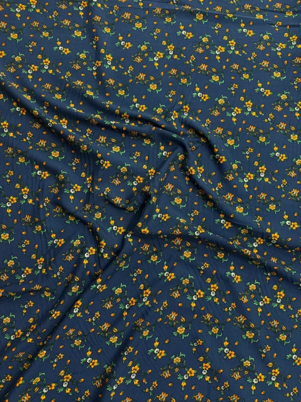 Navy Blue Floral Linen Boski