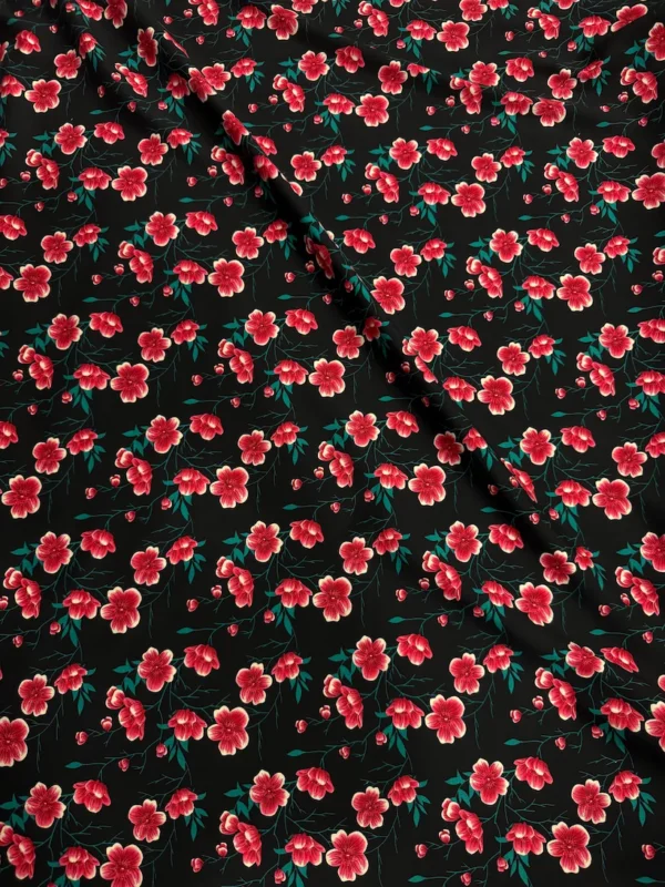 Black Floral Linen Boski