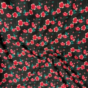 Black Floral Linen Boski