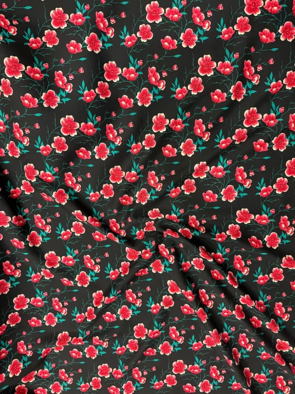 Black Floral Linen Boski