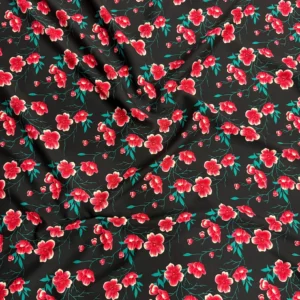 Black Floral Linen Boski