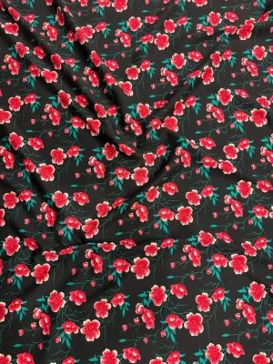 Black Floral Linen Boski