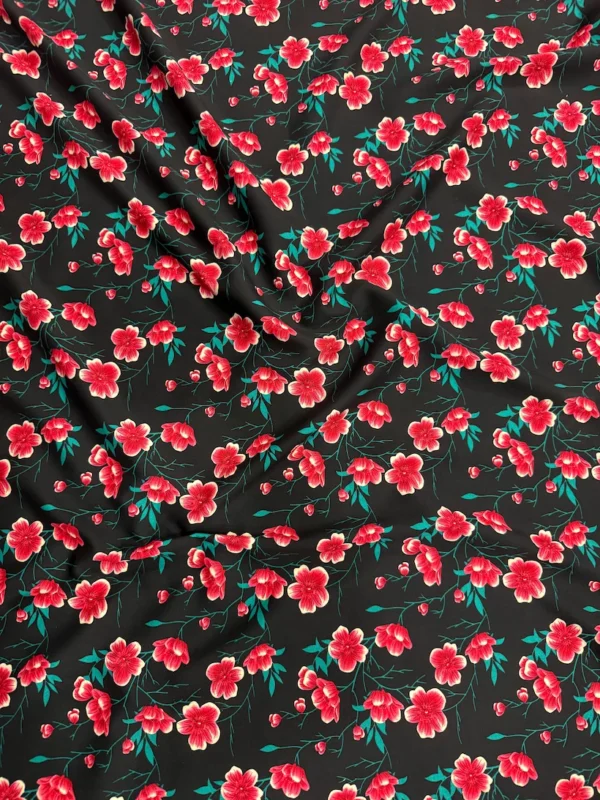 Black Floral Linen Boski
