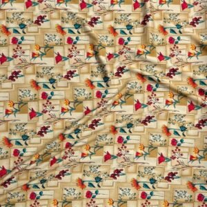 Light Beige Floral Linen Boski
