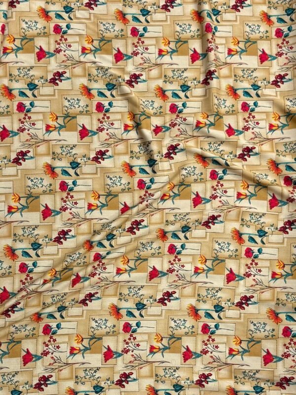 Light Beige Floral Linen Boski