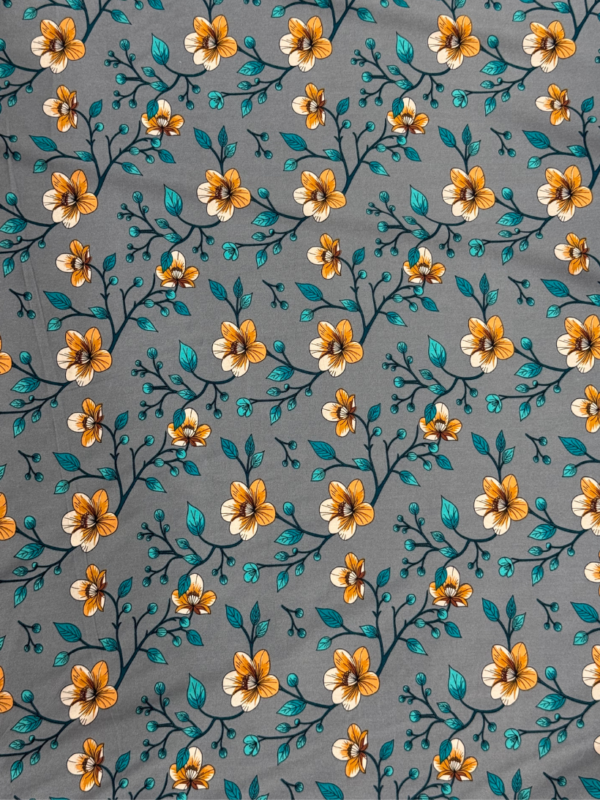 Grey Floral Linen Boski
