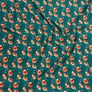 janda 1 Teal Green Floral Linen Boski
