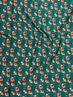 janda 1 Teal Green Floral Linen Boski