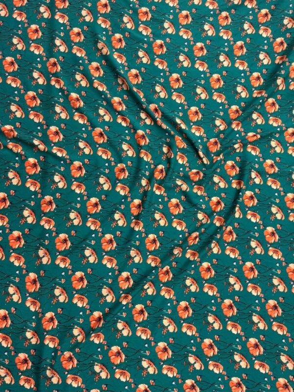 janda 1 Teal Green Floral Linen Boski