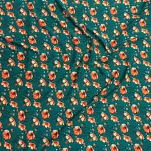 janda 3 Teal Green Floral Linen Boski