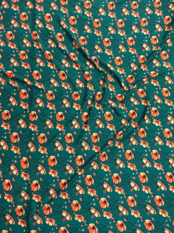 janda 3 Teal Green Floral Linen Boski