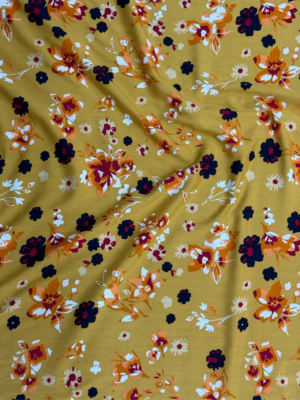 Mustard Yellow Floral Linen Boski