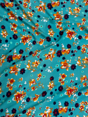 Cyan Floral Linen Boski