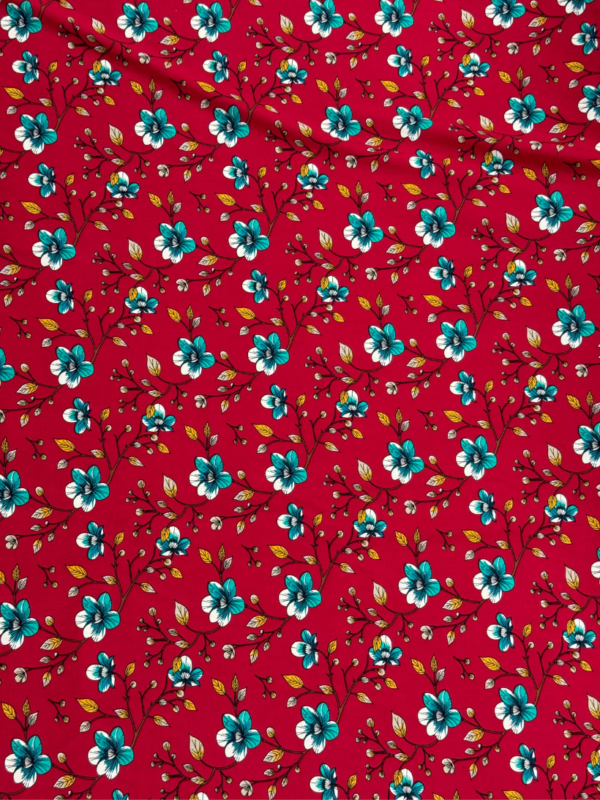 Red Floral Linen Boski