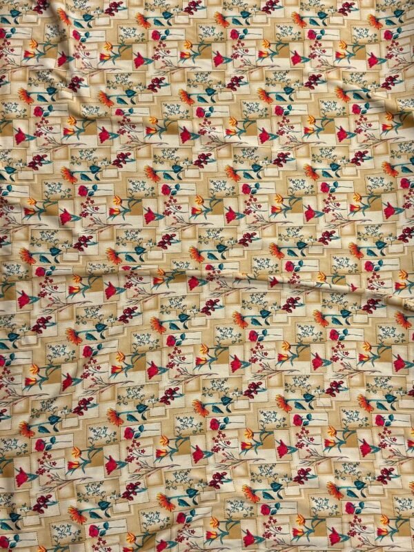 Light Beige Floral Linen Boski